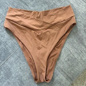Aerie cross High-Waisted Tan Bikini Bottom